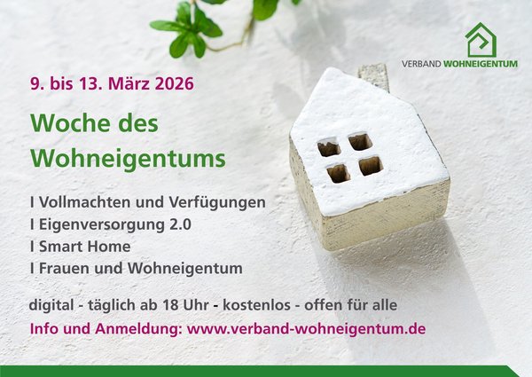 Ankündigung für die Woche des Wohneigentums im Jahr 2026