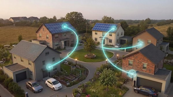Haushalte teilen durch Energy Sharing selbst erzeugten Solarstrom miteinander.