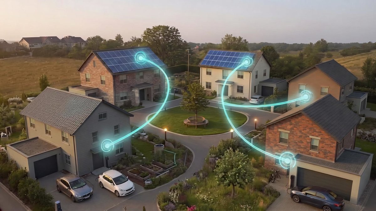 Haushalte teilen durch Energy Sharing selbst erzeugten Solarstrom miteinander.