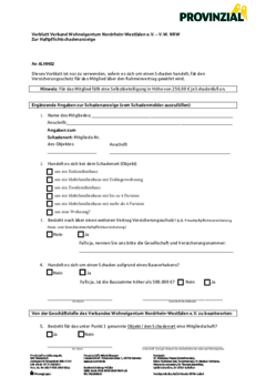 Vorblatt für Schadensanzeige